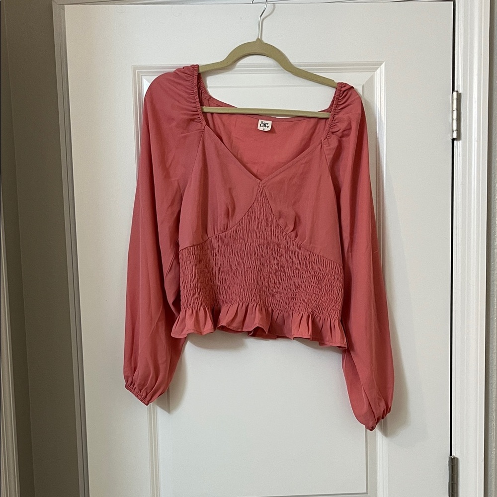 Sew In Love Pink Smocked Blouse